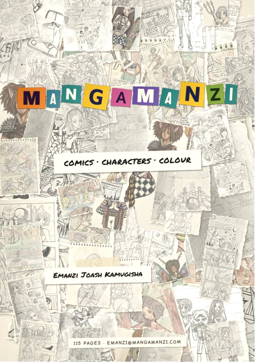Cover of MANGAMANZI, a 115-page hand-drawn zine by Emanzi Joash Kamugisha.